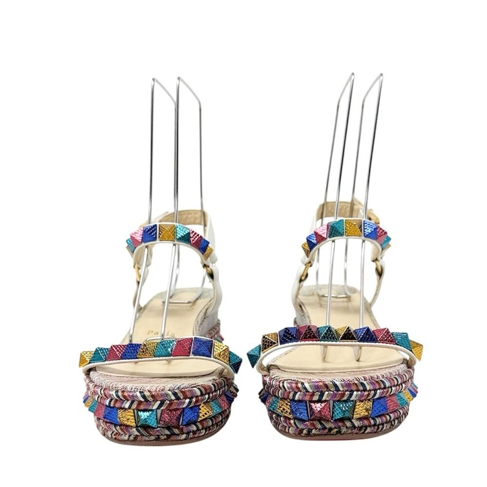Christian Louboutin Pyraclou Studded Unicorn Platform Espadrille Sandals Size 40 - Picture 2 of 8
